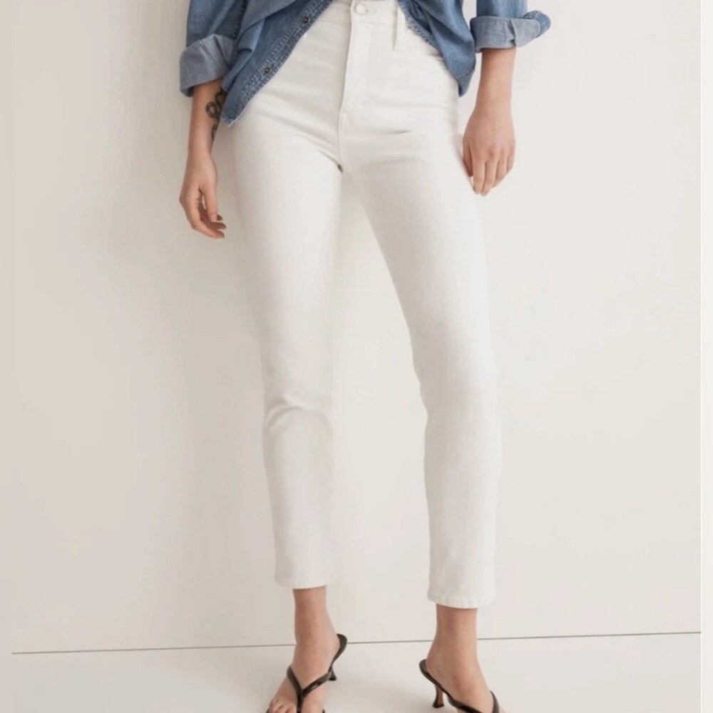 MADEWELL Women’s STOVEPIPE White Jeans High Rise Crop Size 28